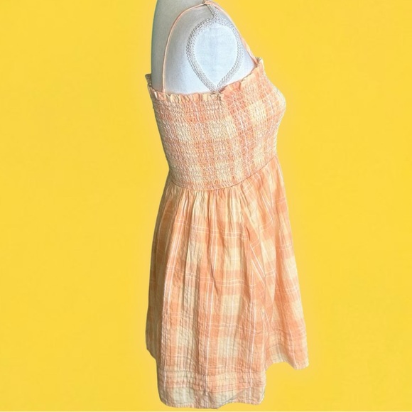 NWT American Eagle ‘Smockin’ On Sunshine Strapless Dress’ in “Peach” Gingham M - Picture 13 of 13